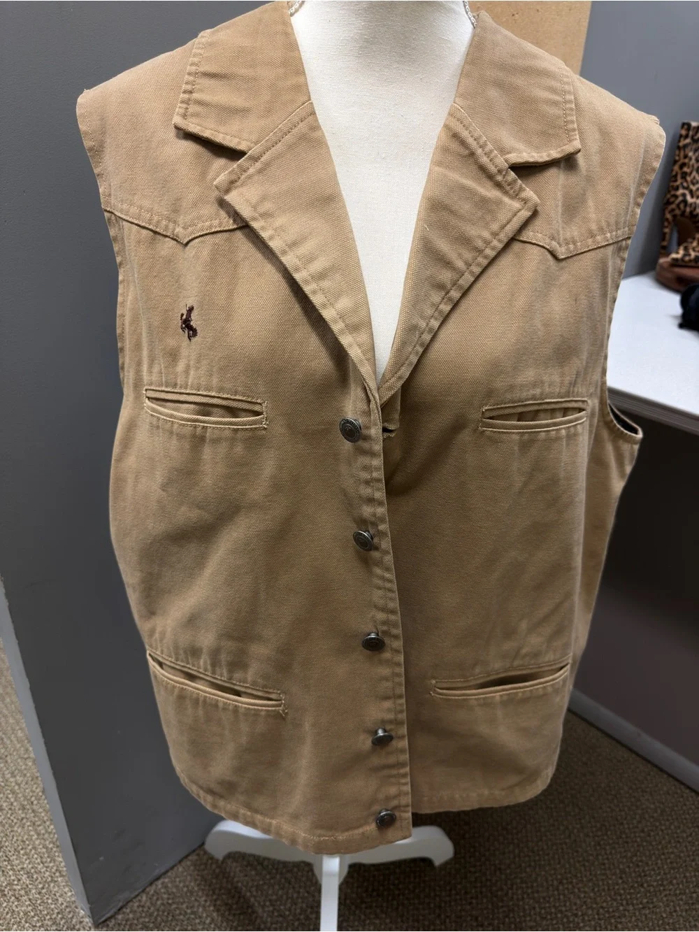 Wyoming Traders Western Canvas Vest Tan | Cowboy Ranch Workwear Size‎ L